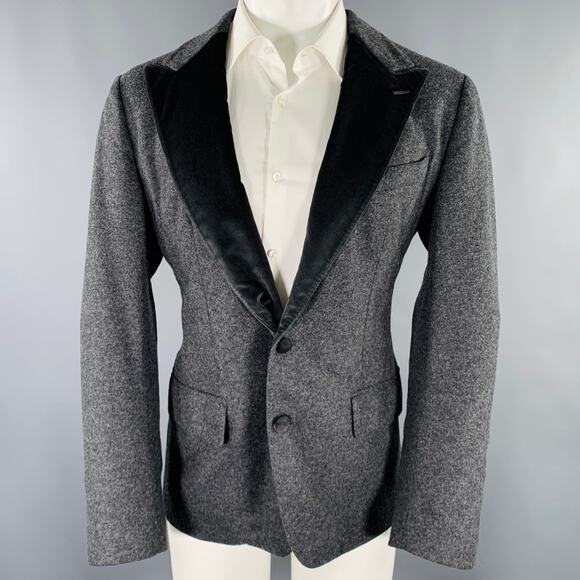 DOLCE & GABBANA Size 40 Long Grey Two Toned Virgin Wool Blend Sport Coat - Picture 1 of 9